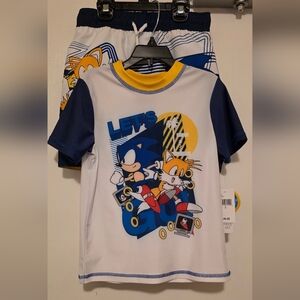 Kids' Sonic the Hedgehog Swim Trunks Set - Blue and White